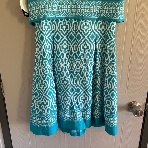 Kim Rogers aqua blue & white 2pc jacket dress 4 petite NWT - Picture 6 of 16